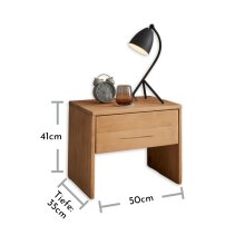 HILLA Nachttisch Massivholz Fichte - Hochwertiger Nachtschrank mit Schublade und offenem Ablagefach - 48 x 41 x 38 cm (B/H/T)