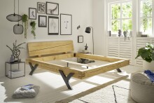 WORB Modernes Massivholzbett 180x200 - Komfortables & hochwertiges Balkenbett aus massiver Fichte - 202 x 85 x 230 cm (B/H/T)