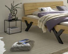 WORB Modernes Massivholzbett 180x200 - Komfortables & hochwertiges Balkenbett aus massiver Fichte - 202 x 85 x 230 cm (B/H/T)