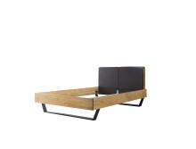 Massivholzbett >KEKE< Balkenbett, Fichte massiv, Metallkufe, Liegefl. 140x200 - Stellmaß 146 x 97 x 215 cm (B/H/T)