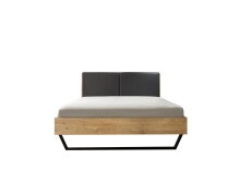 Massivholzbett >KEKE< Balkenbett, Fichte massiv, Metallkufe, Liegefl. 140x200 - Stellmaß 146 x 97 x 215 cm (B/H/T)