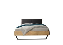 Massivholzbett >KEKE< Balkenbett, Fichte massiv, Metallkufe, Liegefl. 140x200 - Stellmaß 146 x 97 x 215 cm (B/H/T)
