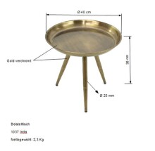 Beistelltisch >1037< in Stahl-Aluminium Legierung Gold - 40x38x40x40 (BxHxTxD)