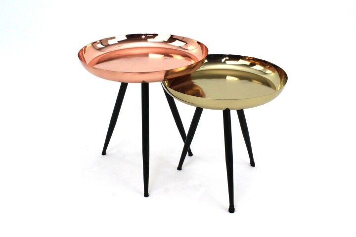 Beistelltisch >1046< in Messing/Kupfer, Kupfer Messing Optik - 48x46cm (HxD)