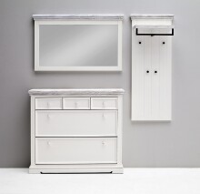 Schuhschrank >OPUS< in weiß/ withe sanded - 125x110x30 (BxHxT)