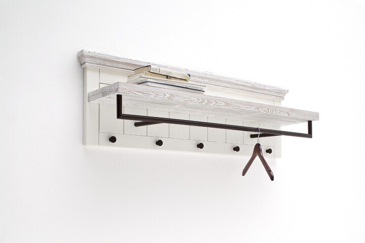 Garderobe >OPUS< in weiß/ withe sanded - 124x40x30 (BxHxT)