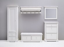 Garderobe >OPUS< in weiß/ withe sanded - 124x40x30 (BxHxT)
