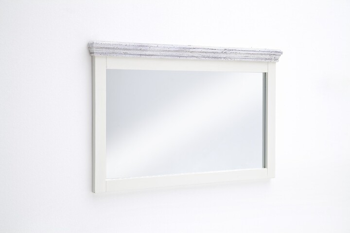 Garderobenspiegel >OPUS< in weiß/ withe sanded - 124x75x5 (BxHxT)
