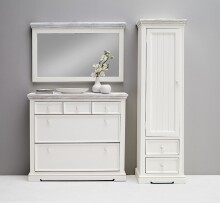 Garderobenspiegel >OPUS< in weiß/ withe sanded - 124x75x5 (BxHxT)