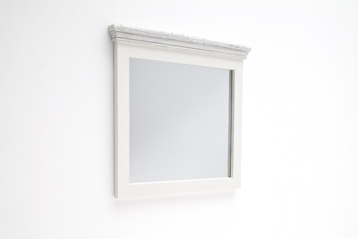 Garderobenspiegel >OPUS< in weiß/ withe sanded - 80x75x5 (BxHxT)