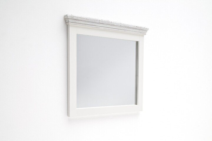 Garderobenspiegel >OPUS< in weiß/ withe sanded - 80x75x5 (BxHxT)