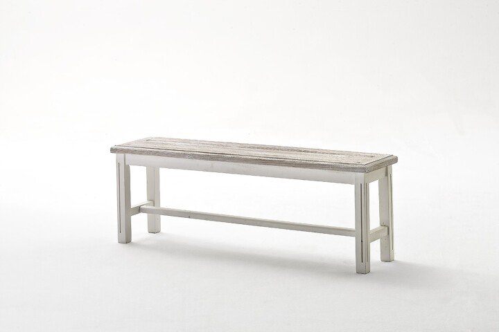 Sitzbank >OPUS< in Kiefer weiß/ withe sanded, Recycle - 140x49x35cm (BxHxT)