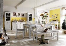 Sitzbank >OPUS< in Kiefer weiß/ withe sanded, Recycle - 140x49x35cm (BxHxT)