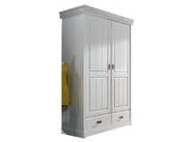 Kleiderschrank >SZ-0132< in weiß aus Kiefer...