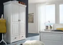Kleiderschrank >SZ-0132< in weiß aus Kiefer...