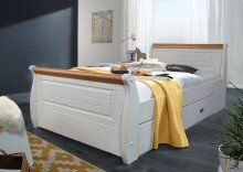 Bett >SZ-0132< in weiß - 107x99x223 (BxHxT)