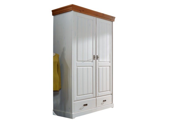 Kleiderschrank >SZ-0132< in weiß - 132x217x62 (BxHxT)