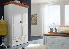 Kleiderschrank >SZ-0132< in weiß - 132x217x62 (BxHxT)