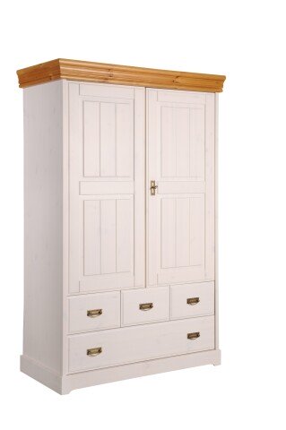 Wäscheschrank >SZ-0132< in weiß - 120x190x55 (BxHxT)