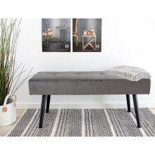Sitzbank >Skiby< in Grau, Velour - 100x44x35cm (BxHxT)