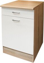 Unterschrank >Ailina< in Sonoma-Eiche / weiß, Holzwerkstoff - 50x90x60cm (BxHxT)