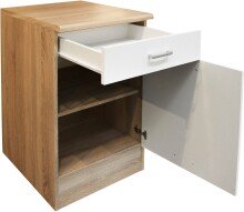 Unterschrank >Ailina< in Sonoma-Eiche / weiß, Holzwerkstoff - 50x90x60cm (BxHxT)