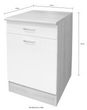 Unterschrank >Ailina< in Sonoma-Eiche / weiß, Holzwerkstoff - 50x90x60cm (BxHxT)