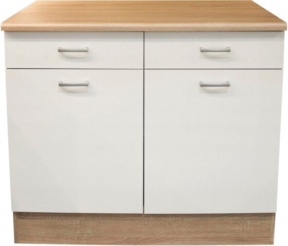 Unterschrank >Ailina< in Sonoma-Eiche / weiß, Holzwerkstoff - 100x90x60 (BxHxT)