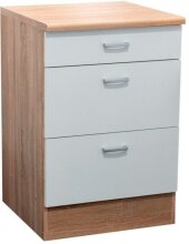 Unterschrank >Ailina< in Sonoma-Eiche / weiß, Holzwerkstoff - 60x90x60cm (BxHxT)