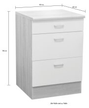 Unterschrank >Ailina< in Sonoma-Eiche / weiß, Holzwerkstoff - 60x90x60cm (BxHxT)