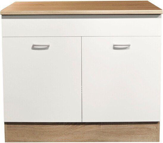 Spülenunterschrank >Ailina< in Sonoma-Eiche / weiß - 100x90x60 (BxHxT)