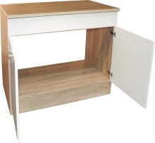 Spülenunterschrank >Ailina< in Sonoma-Eiche / weiß - 100x90x60 (BxHxT)