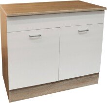 Spülenunterschrank >Ailina< in Sonoma-Eiche / weiß - 100x90x60 (BxHxT)