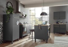 Küchenzeile >Benedicto< in anthrazit / sonoma, Holzwerkstoff - 160x60cm (BxT)