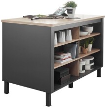 Kochinsel >Benedicto< in anthrazit / Sonoma-Eiche - 138x90x75 (BxHxT)