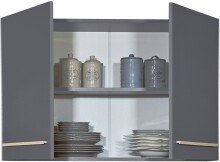 Hängeschrank >Benedicto< in anthrazit / Sonoma-Eiche - 100x65x33 (BxHxT)