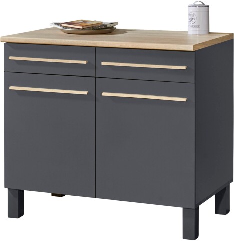 Unterschrank >Benedicto< in anthrazit / Sonoma-Eiche - 100x90x60 (BxHxT)