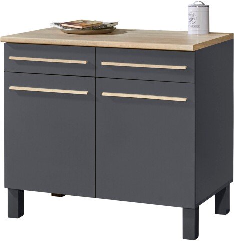 Unterschrank >Benedicto< in anthrazit / Sonoma-Eiche - 100x90x60 (BxHxT)