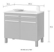Unterschrank >Benedicto< in anthrazit / Sonoma-Eiche - 100x90x60 (BxHxT)