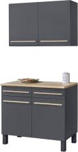 Unterschrank >Benedicto< in anthrazit / Sonoma-Eiche - 100x90x60 (BxHxT)