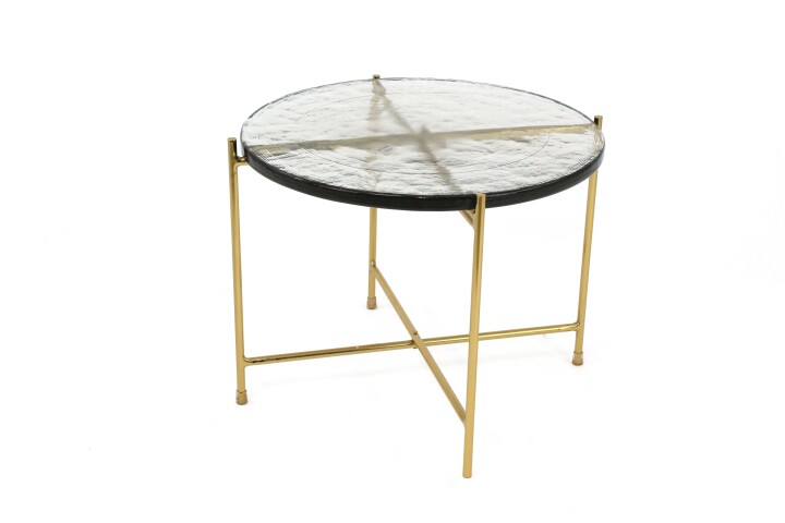 Beistelltisch >1094< in Eisoptik Unikate, Eisen Gold - 50x50cm (HxD)