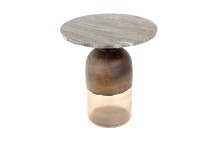 Beistelltisch >1108< in Tischplatte aus Marmor ( Travertine ) - 53x50 (HxD)