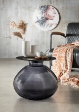 Beistelltisch >1111< in Schwarzem Glas, Schwarzem...