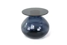 Beistelltisch >1111< in Schwarzem Glas, Schwarzem...