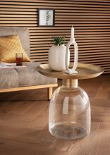 Beistelltisch >1113< in Tischplatte aus Messing Antik - 50x50 (HxD)