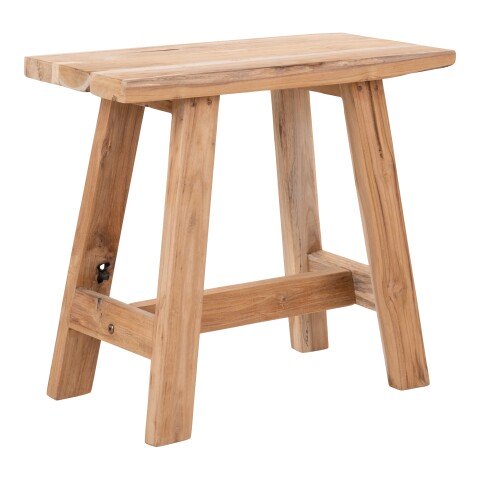 Hocker >Barcelona< in Braun, Teak - 50x45x25cm (BxHxT)