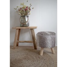 Hocker >Barcelona< in Braun, Teak - 50x45x25cm (BxHxT)