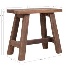 Hocker >Barcelona< in Braun, Teak - 50x45x25cm (BxHxT)