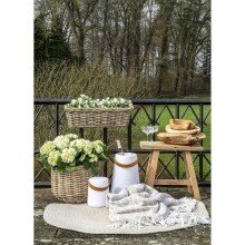 Hocker >Barcelona< in Braun, Teak - 50x45x25cm (BxHxT)