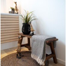 Sitzbank >Barcelona< in Braun, Teak - 90x45x25cm (BxHxT)